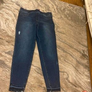 Spanx Distressed Ankle Skinny Jeans Medium Wash in Size L 20203R